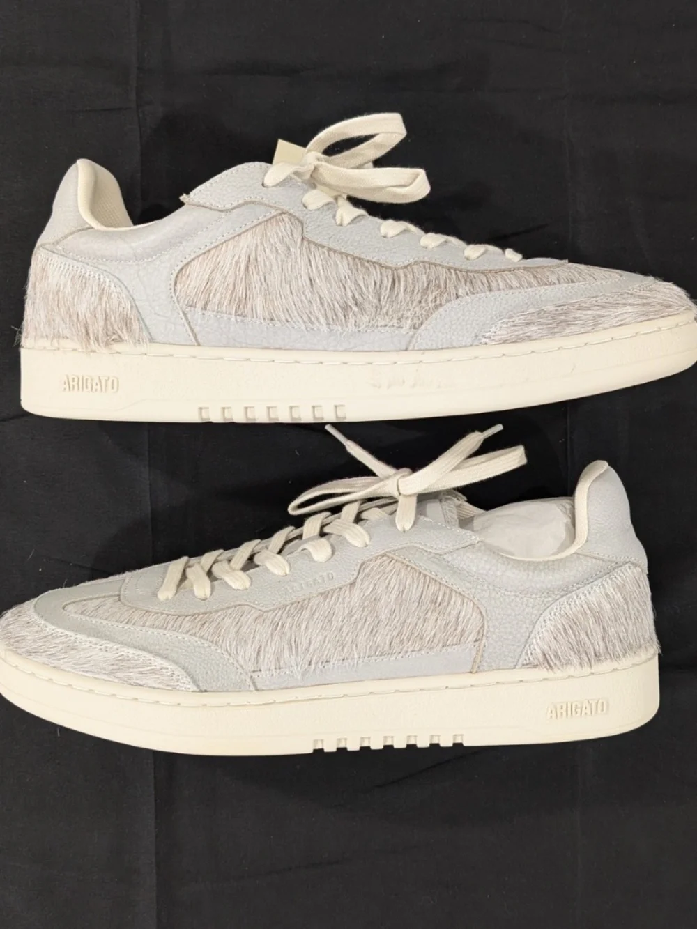 Axel Arigato Dice T-Toe Pony Hair Sneakers Light Gray Off White Men US 11 EU 45